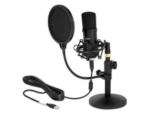 Delock Professzionális kondenzátor mikrofon-szett USB csatlakozóval podcasting-hoz és lejátszáshoz (66300)