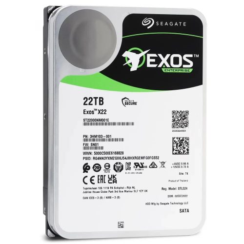 22TB Seagate 3.5' Exos X22 SATA szerver winchester (ST22000NM001E)