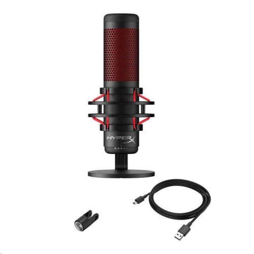 HyperX QuadCast asztali mikrofon fekete-piros (HX-MICQC-BK / 4P5P6AA)